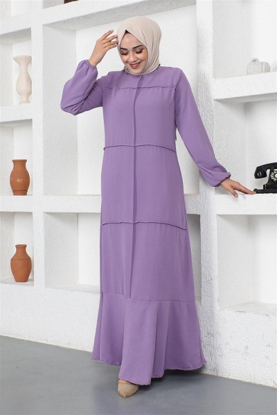 SGS - Dikiş Detaylı Model Elbise LİLA