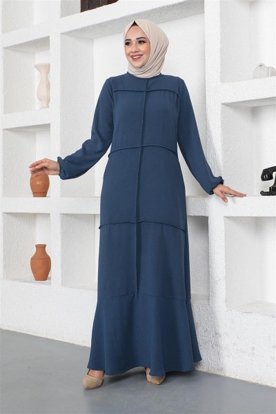 SGS - Dikiş Detaylı Model Elbise PETROL
