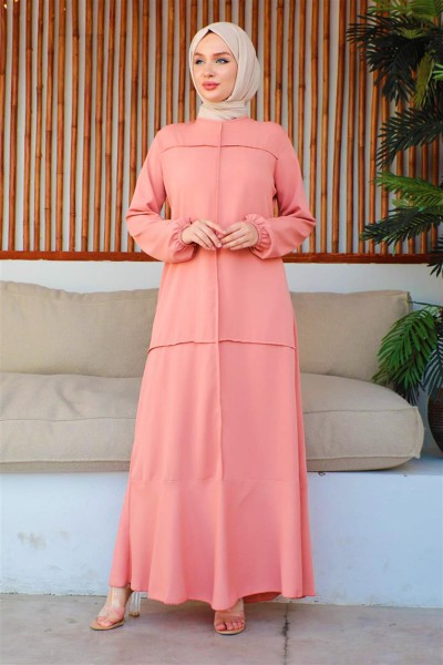 Dikiş Detaylı Model Elbise PUDRA - Thumbnail