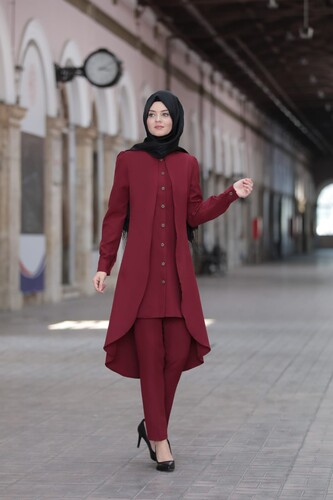 Moda Çizgi - Dilay İkili Takım Bordo 5320