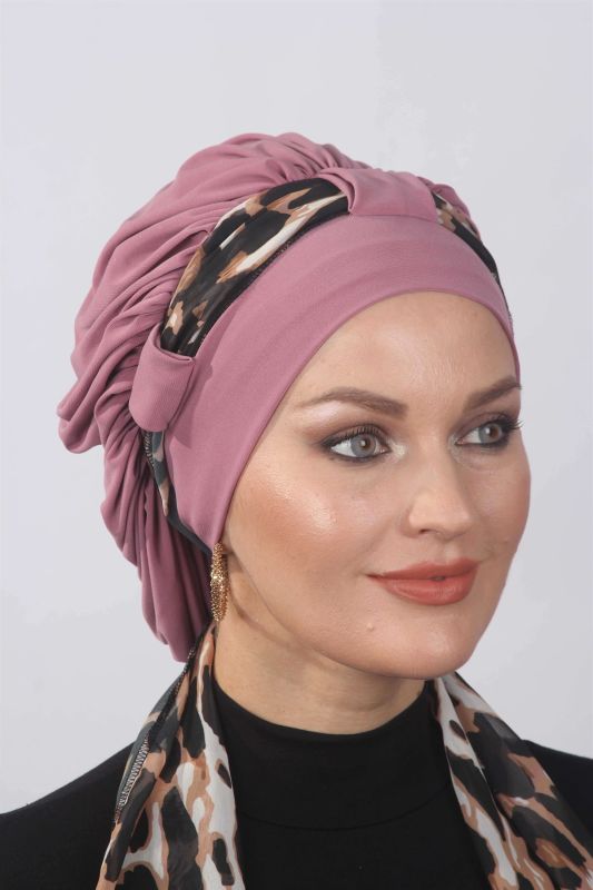 Dry Rose with Flowing Leopard Scarf - 1