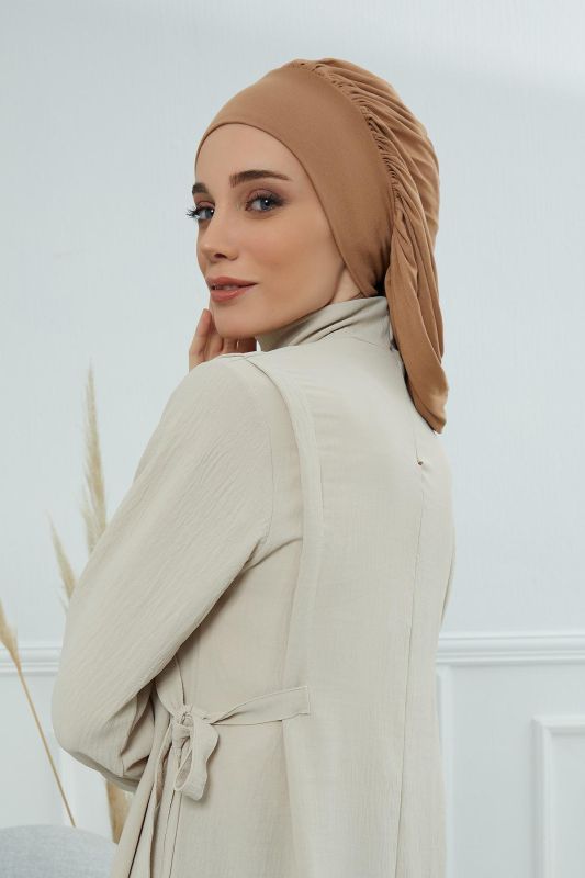 Flowy Combed Cotton Bonnet, B-25 Light Brown - 6