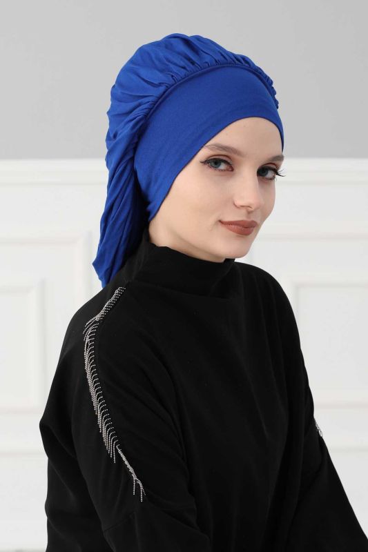 Flowy Combed Cotton Bonnet, B-25 Saks Blue - 2