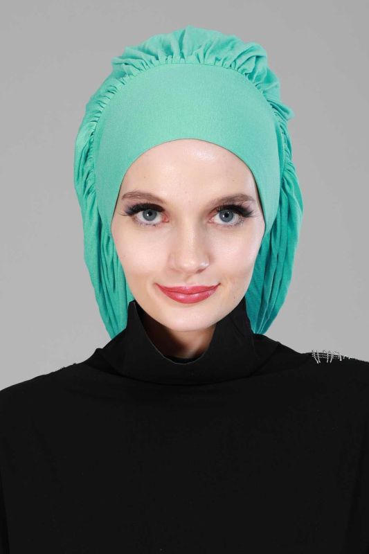 Flowy Combed Cotton Bonnet,B-25 Turquoise - 1