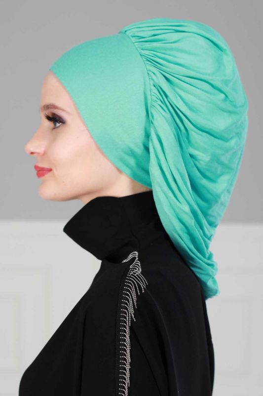 Flowy Combed Cotton Bonnet,B-25 Turquoise - 3