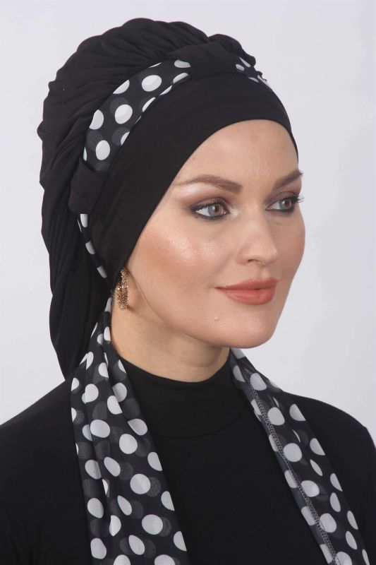 Flowing Polka Dot Scarf Black - 2