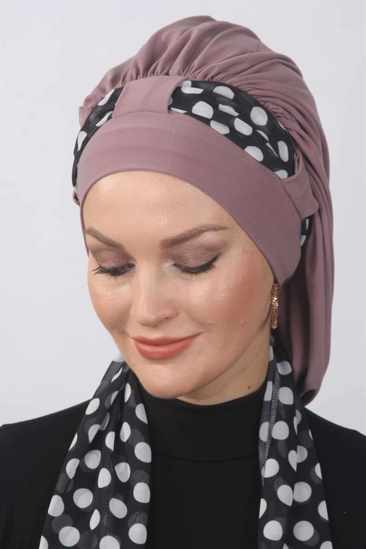 Flowing Polka Dot Scarf Mink - 1