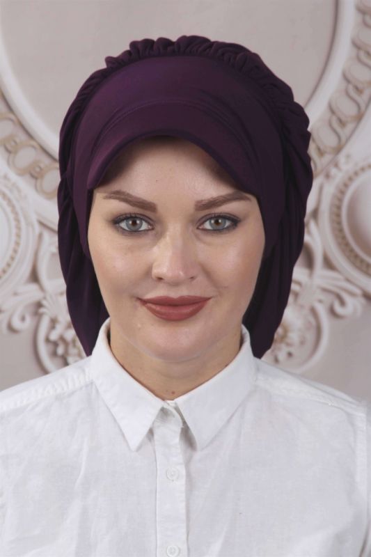 Dökümlü Şapka Tasarım Mürdüm - 1
