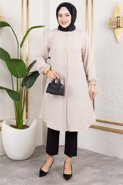 SGS - Düğme Detaylı Aerobin Tunik BEJ