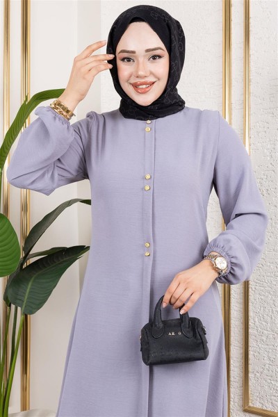 Düğme Detaylı Aerobin Tunik GRİ - Thumbnail