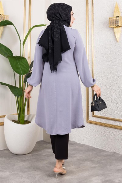 Düğme Detaylı Aerobin Tunik GRİ - Thumbnail