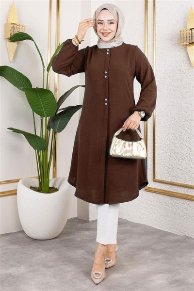 SGS - Düğme Detaylı Aerobin Tunik KAHVERENGİ