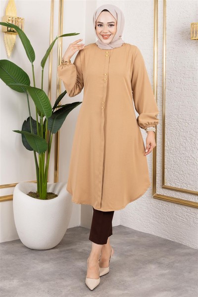 SGS - Düğme Detaylı Aerobin Tunik KOYU VİZON