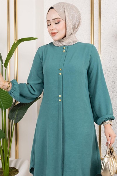 Düğme Detaylı Aerobin Tunik MİNT - Thumbnail