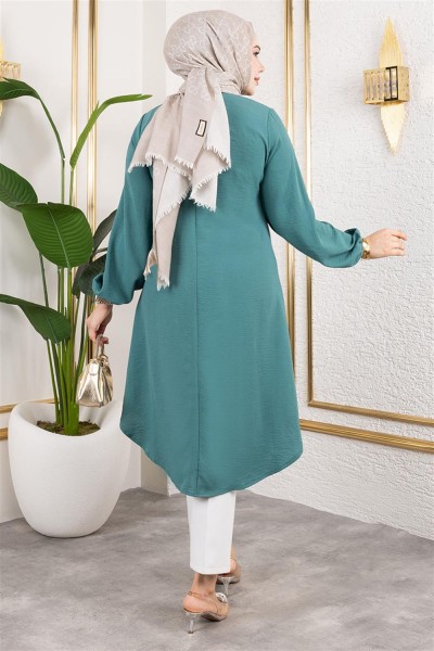 Düğme Detaylı Aerobin Tunik MİNT - Thumbnail