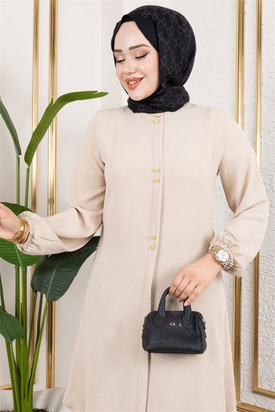 Düğme Detaylı Aerobin Tunik VİZON - Thumbnail