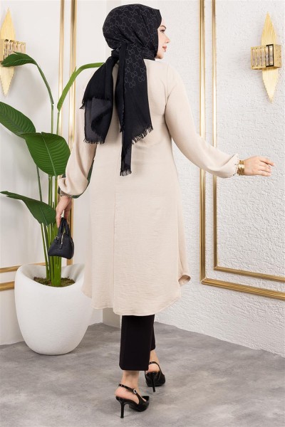 Düğme Detaylı Aerobin Tunik VİZON - Thumbnail