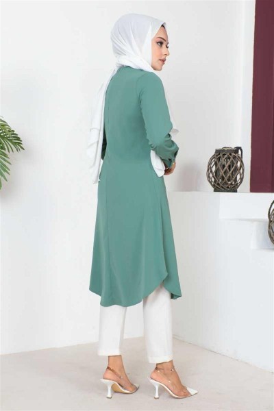 Düğme Detaylı Tesettür Tunik MİNT - Thumbnail