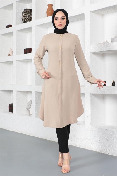 BGM - Düğme Detaylı Tunik VİZON