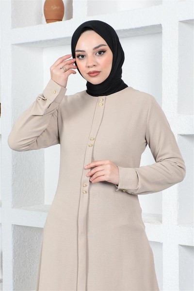 Düğme Detaylı Tunik VİZON - Thumbnail