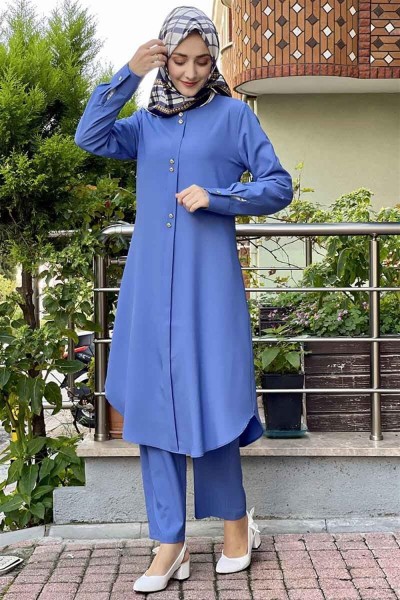 Düğmeli İkili Takım İNDİGO - Thumbnail