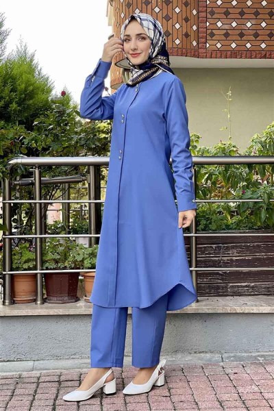 Düğmeli İkili Takım İNDİGO - Thumbnail