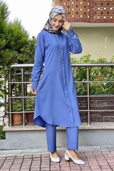 Düğmeli İkili Takım İNDİGO - Thumbnail