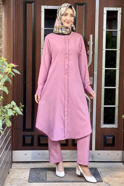 Düğmeli İkili Takım PUDRA - Thumbnail