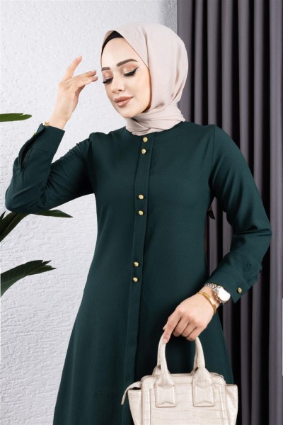 Düğmeli İkili Takım ZÜMRÜT YEŞİLİ - Thumbnail
