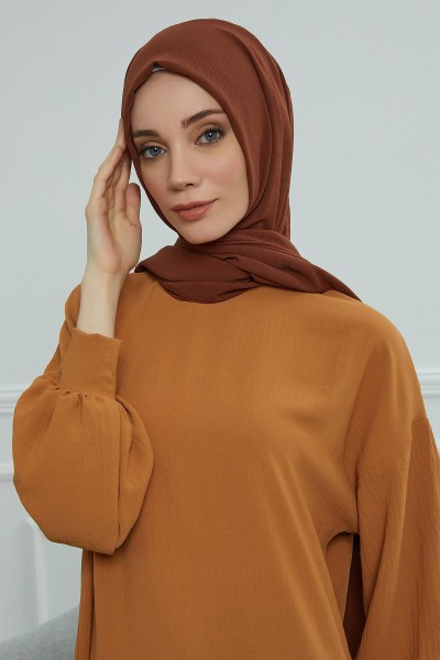 Moda Çizgi - Plain Aerobin Shawl,CTS-5A Dark Brown