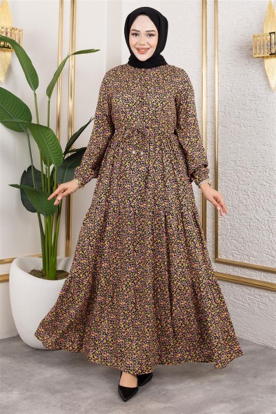 SGS - Efsun Çiçek Desenli Elbise SARI