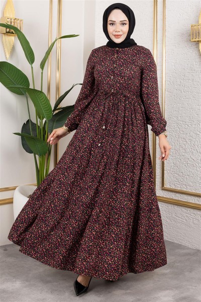 SGS - Efsun Çiçek Desenli Elbise SİYAH