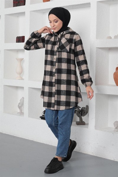 SGS - Ekose Desenli Tesettür Kap VİZON