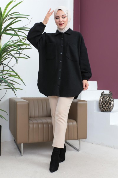 Moda Pinhan - Ekose Kışlık Gömlek Siyah