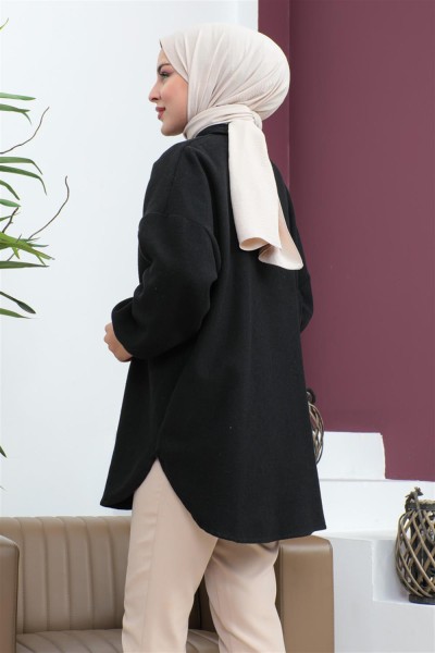 Ekose Kışlık Gömlek Siyah - Thumbnail