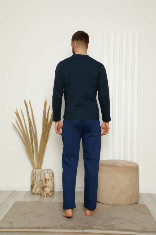 Moda Çizgi Erkek %100 Pamuk Cepli Uzun Kollu Pijama Takımı 6770 - 3