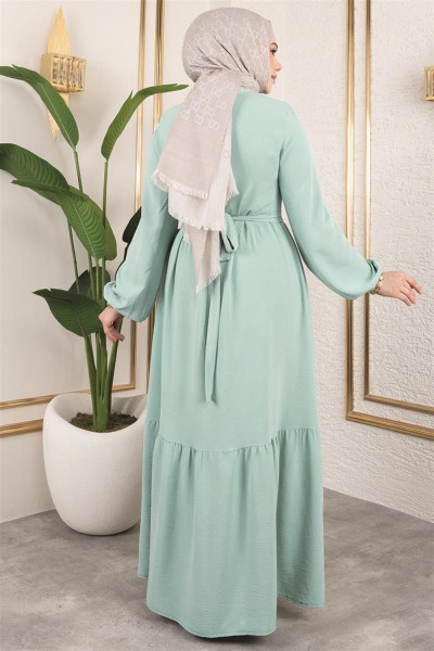 Eteği Katlı Aerobin Elbise ÇAĞLA YEŞİLİ - Thumbnail