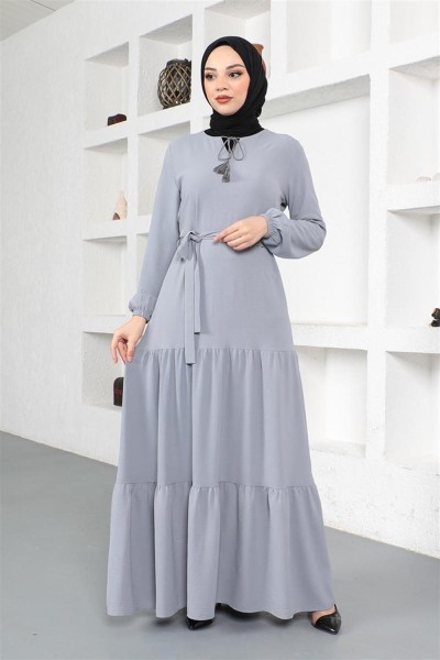 Eteği Katlı Aerobin Elbise GRİ - Thumbnail