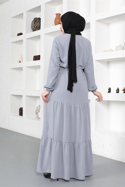 Eteği Katlı Aerobin Elbise GRİ - Thumbnail