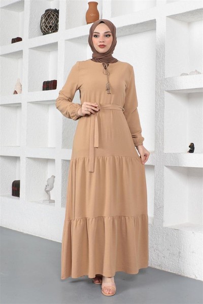 TBT - Eteği Katlı Aerobin Elbise TABA