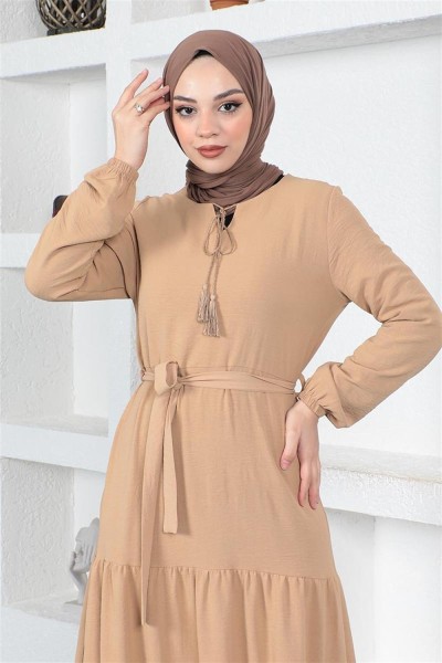 Eteği Katlı Aerobin Elbise TABA - Thumbnail