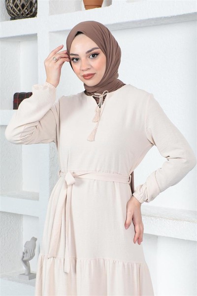 Eteği Katlı Aerobin Elbise TAŞ - Thumbnail