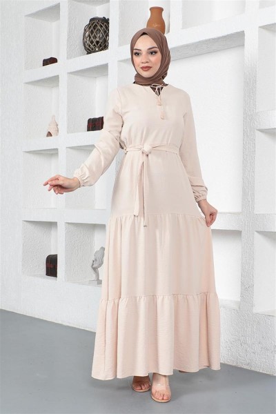 Eteği Katlı Aerobin Elbise TAŞ - Thumbnail