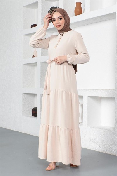 Eteği Katlı Aerobin Elbise TAŞ - Thumbnail