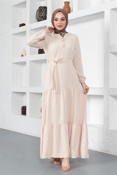 Eteği Katlı Aerobin Elbise TAŞ - Thumbnail