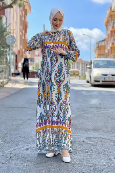 Etnik Desen Elbise ÇAĞLA - Thumbnail