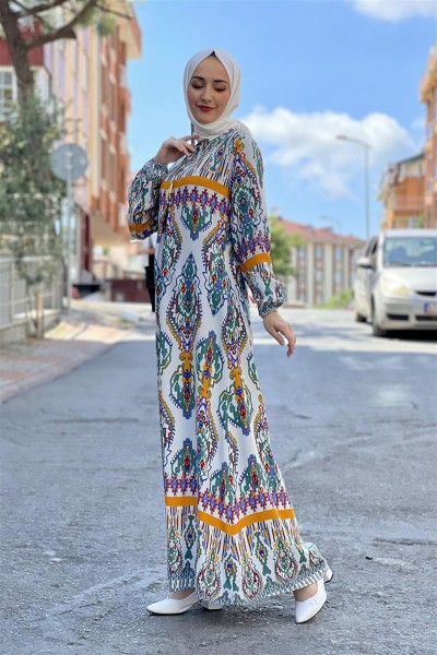 Etnik Desen Elbise ÇAĞLA - Thumbnail