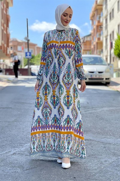 Etnik Desen Elbise ÇAĞLA - Thumbnail