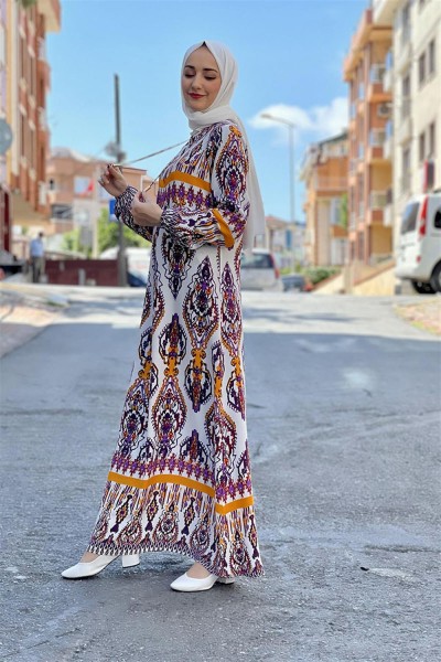 SGS - Etnik Desen Elbise MÜRDÜM