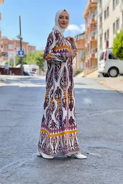 Etnik Desen Elbise MÜRDÜM - Thumbnail